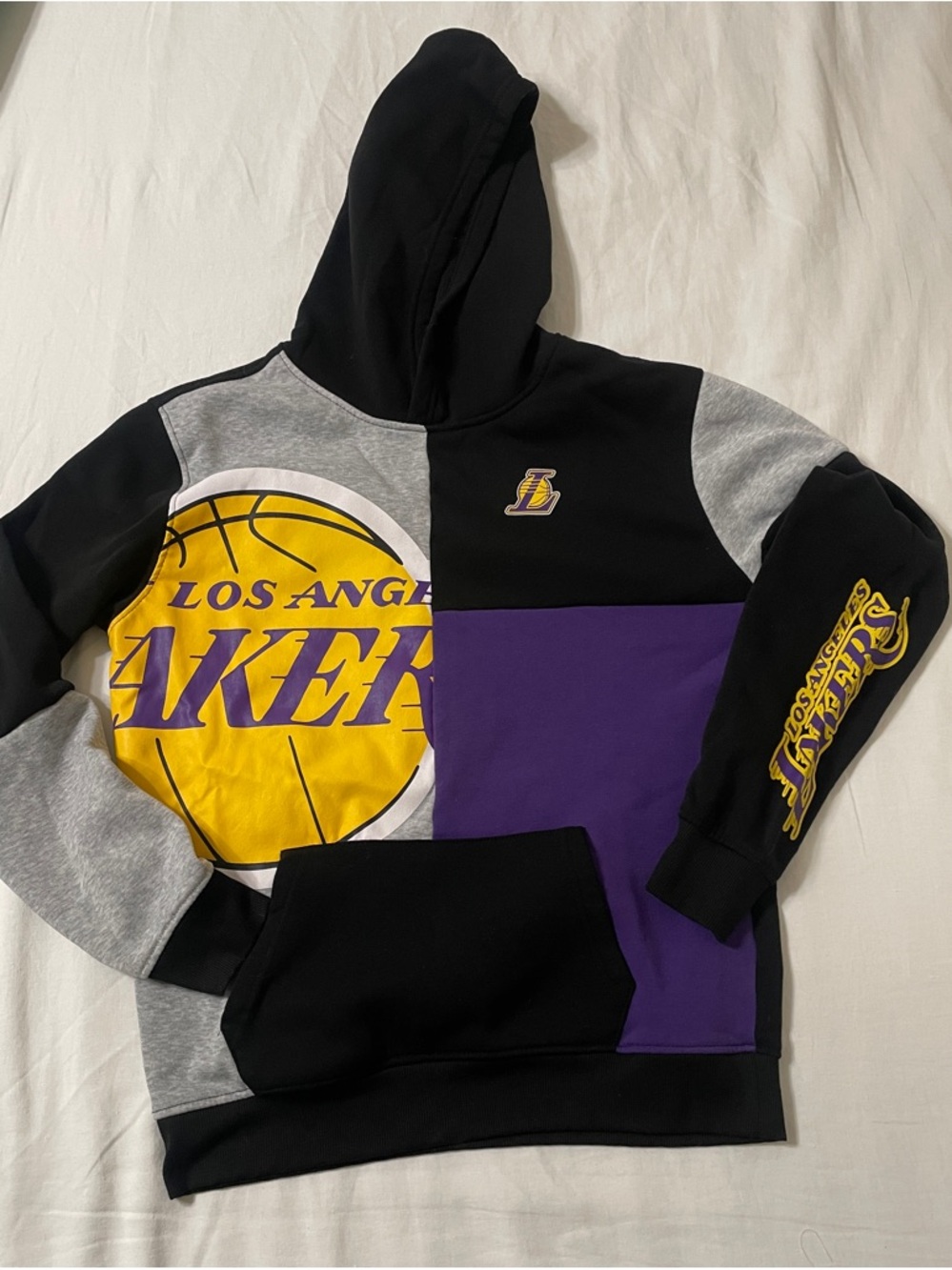 NBA Los Angeles Lakers Colorblock Crewneck Hoodie - Black/Purple/Yellow/Gray